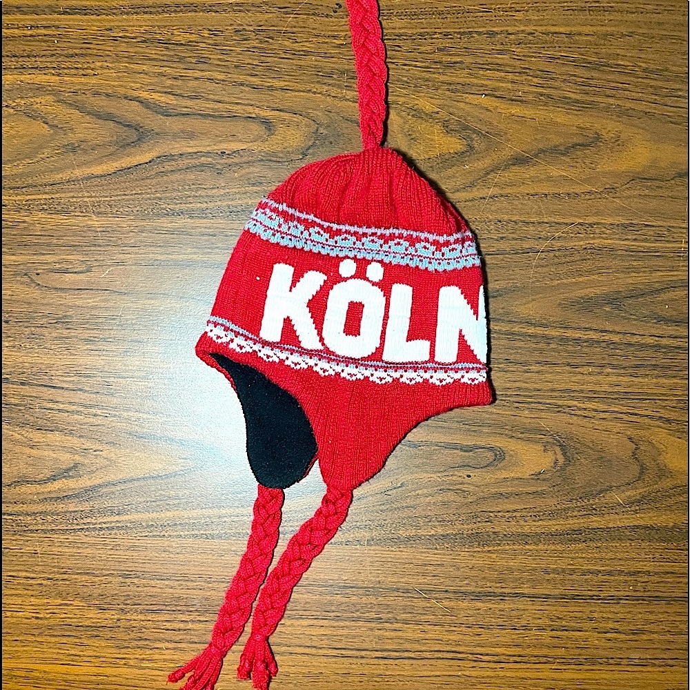 Red Knit winter Hat Koln Germany